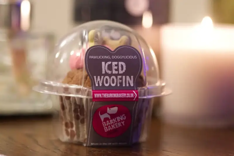 Iced Woofin - a dog-friendly birthday cake.